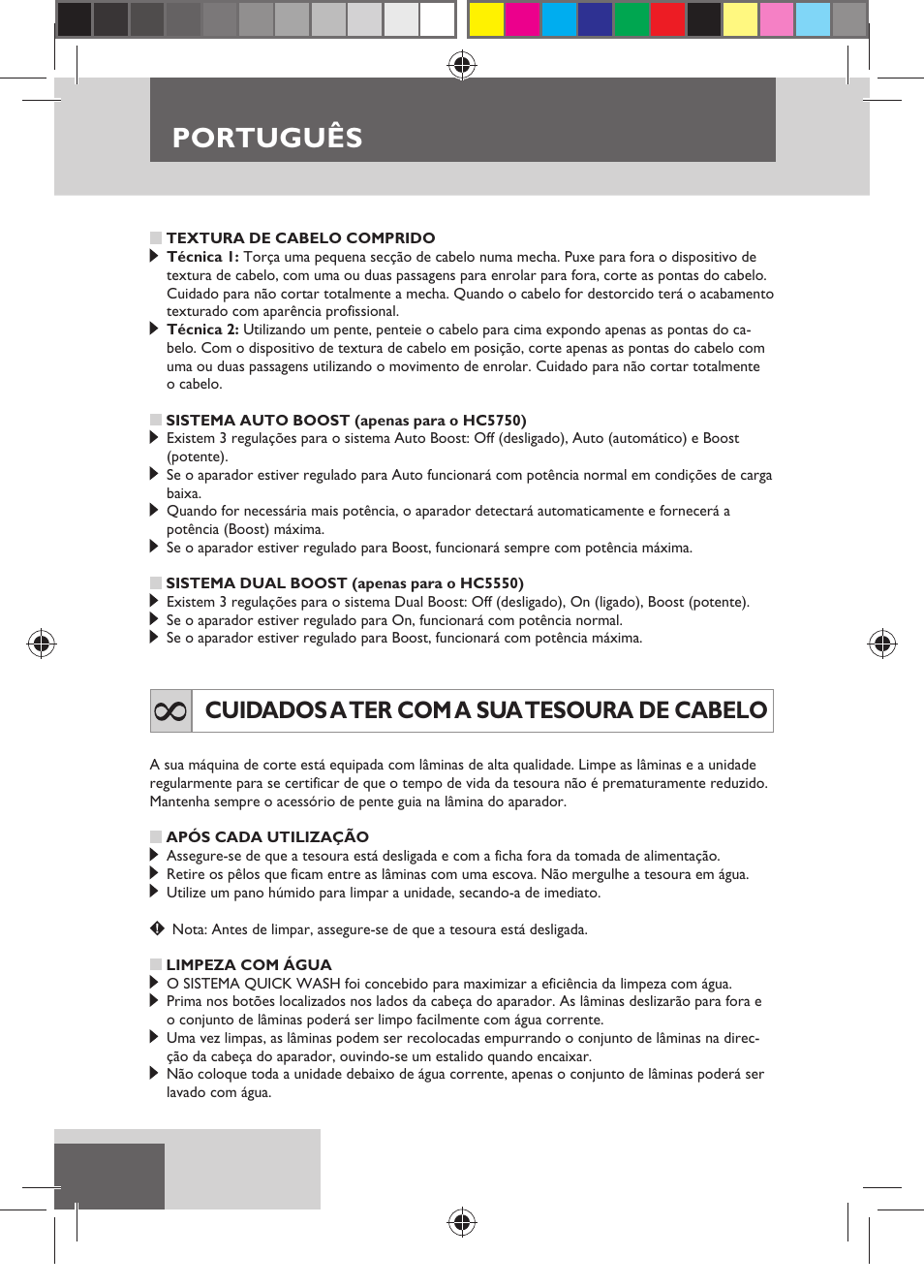 Português, Cuidados a ter com a sua tesoura de cabelo | Remington HC5750 User Manual | Page 76 / 162