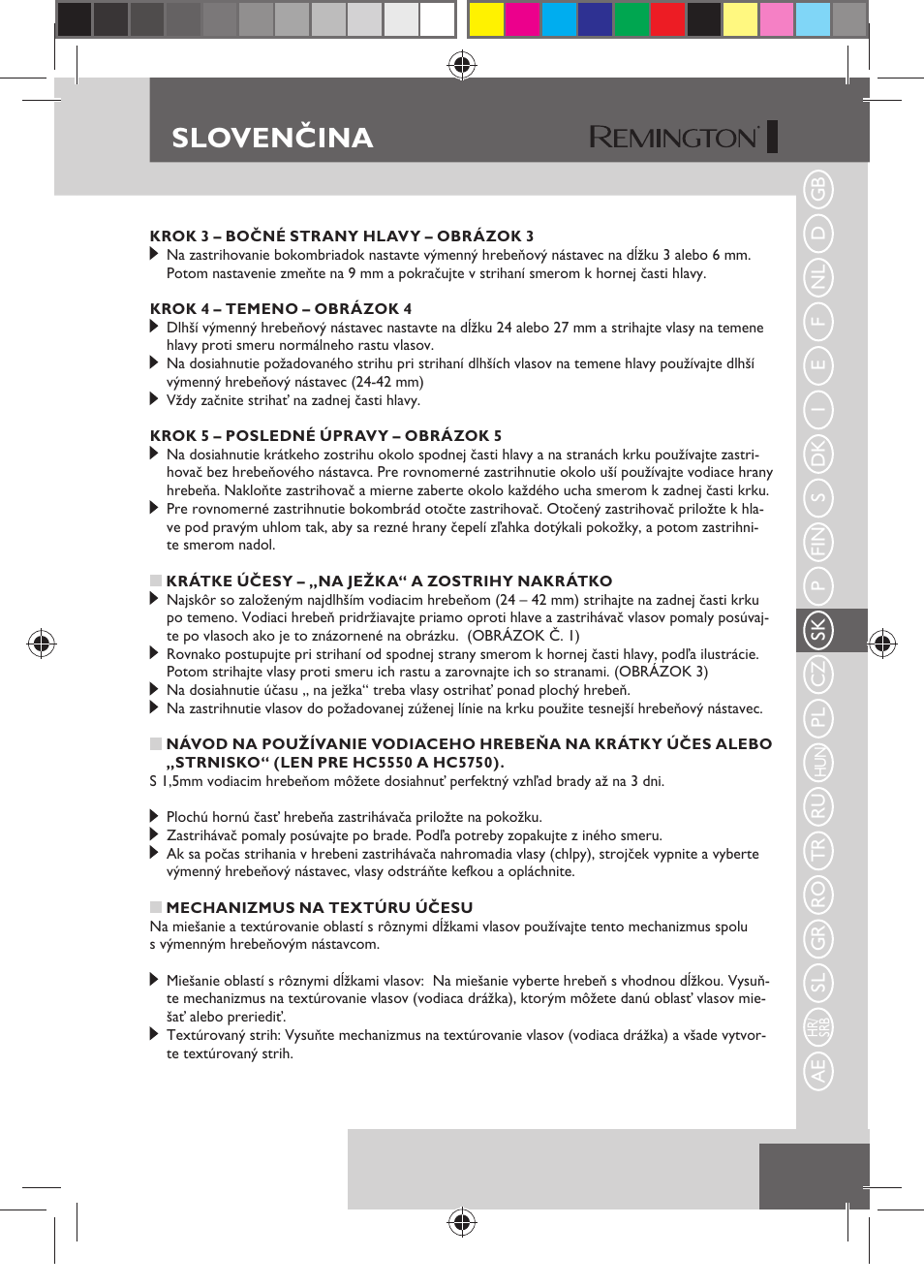 Slovenčina | Remington HC5750 User Manual | Page 83 / 162