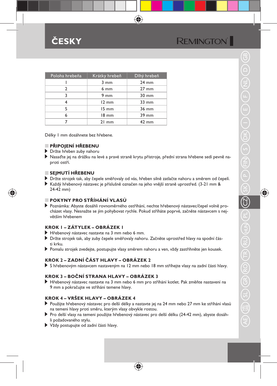 Česky | Remington HC5750 User Manual | Page 89 / 162