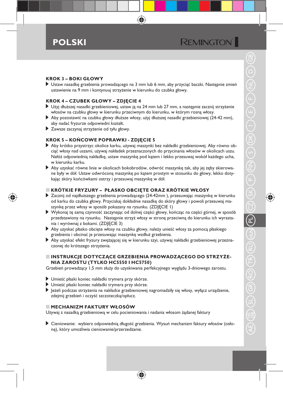 Polski | Remington HC5750 User Manual | Page 97 / 162