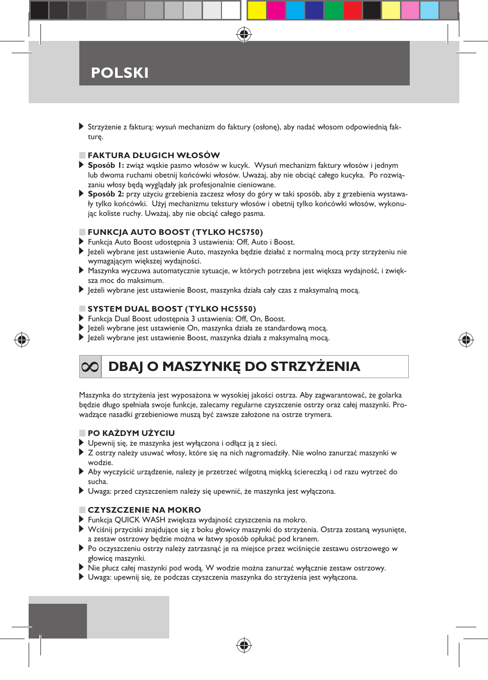 Polski, Dbaj o maszynkę do strzyżenia | Remington HC5750 User Manual | Page 98 / 162