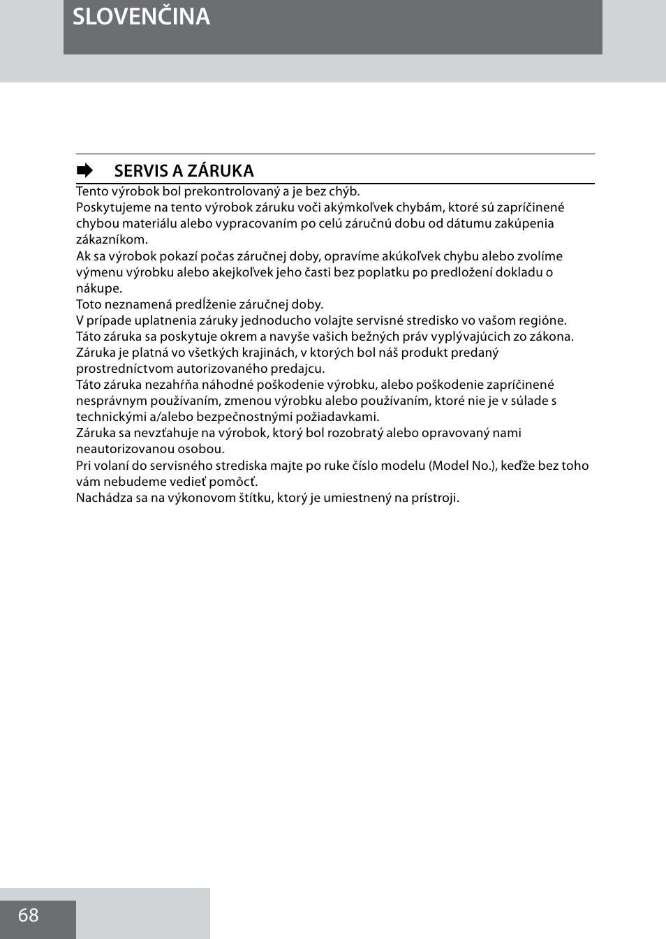 Slovenčina, Eservis a záruka | Remington MB4040 User Manual | Page 68 / 134