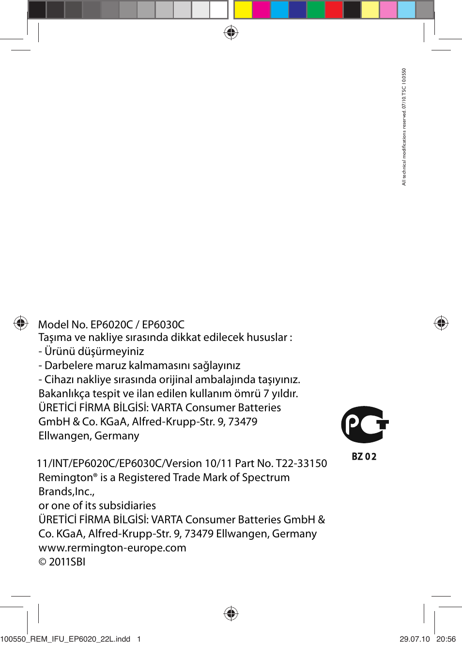 Remington EP6030C User Manual | 140 pages
