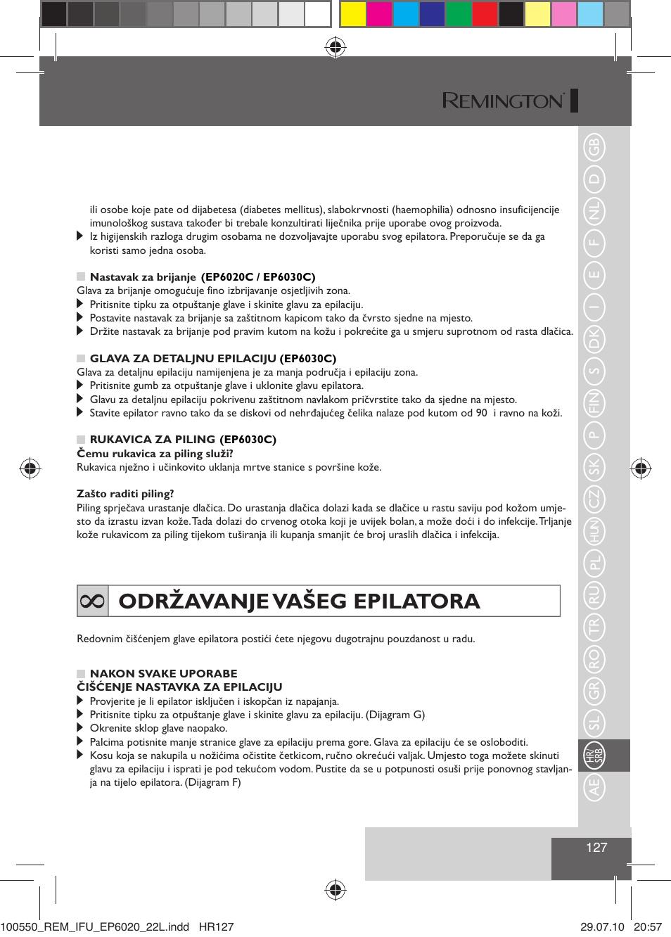 Održavanje vašeg epilatora | Remington EP6030C User Manual | Page 130 / 140