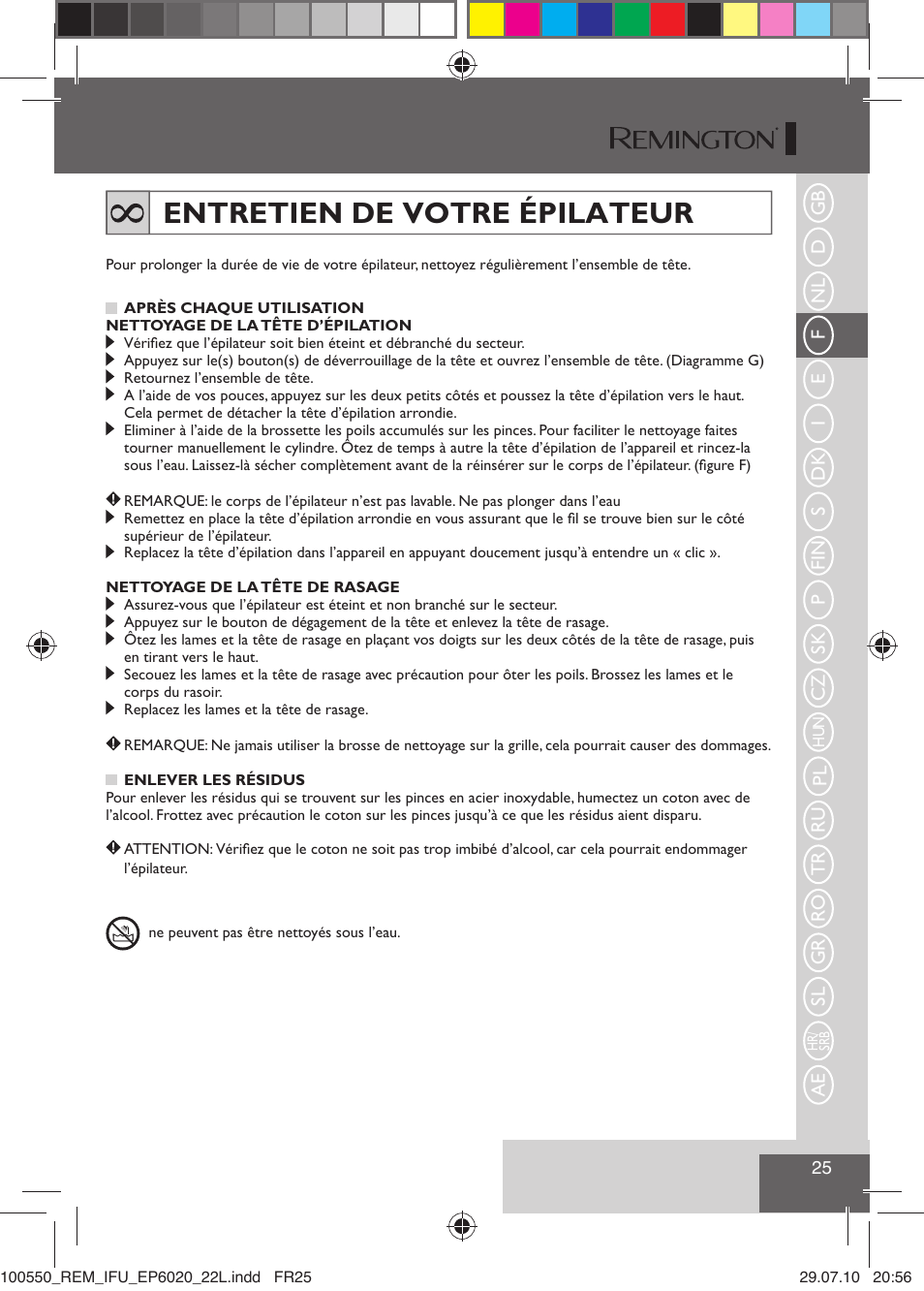 Entretien de votre épilateur | Remington EP6030C User Manual | Page 28 / 140