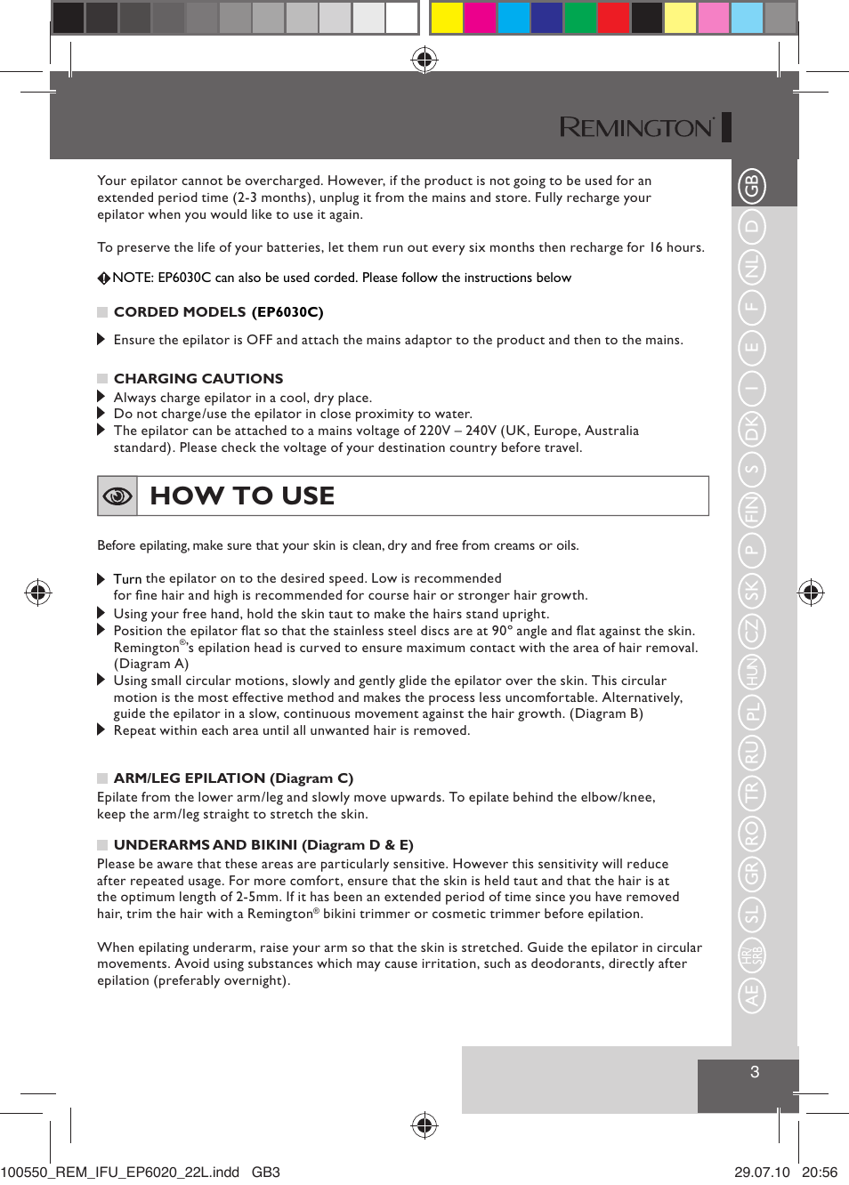 How to use | Remington EP6030C User Manual | Page 6 / 140
