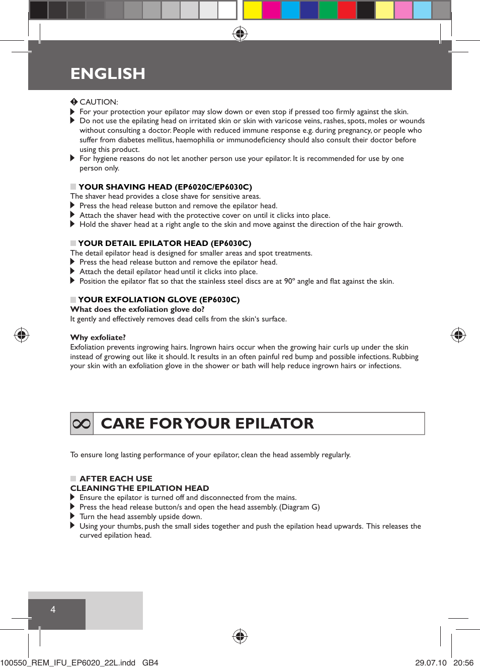 English, Care for your epilator | Remington EP6030C User Manual | Page 7 / 140