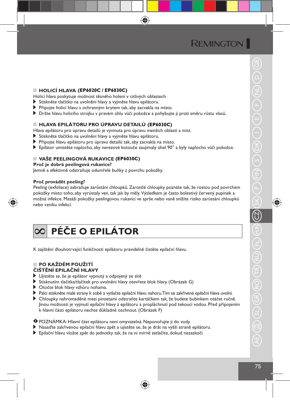 Péče o epilátor | Remington EP6030C User Manual | Page 78 / 140