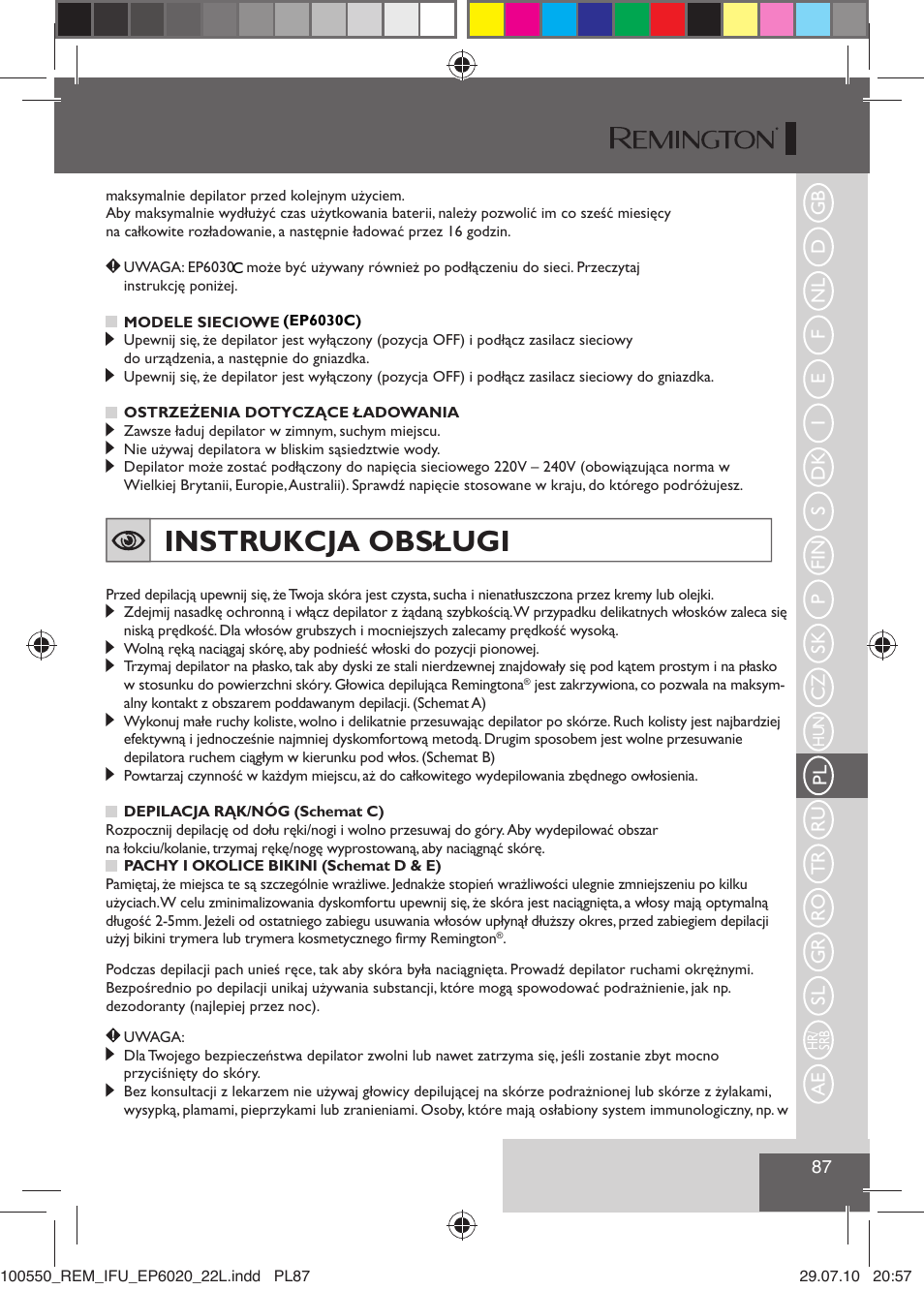 Instrukcja obsługi | Remington EP6030C User Manual | Page 90 / 140