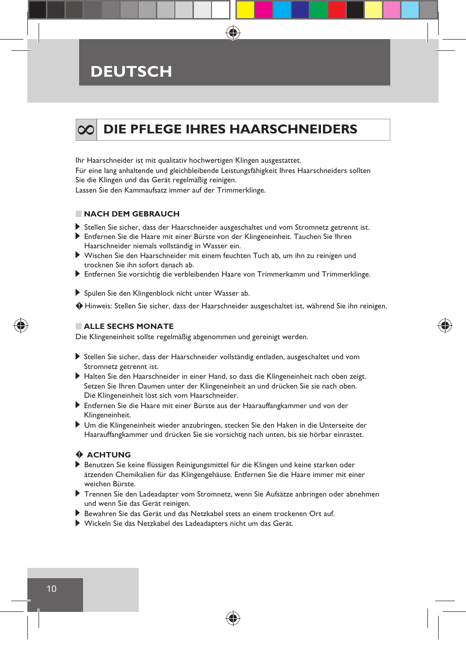 Deutsch, Die pflege ihres haarschneiders | Remington HC5810 User Manual | Page 12 / 121