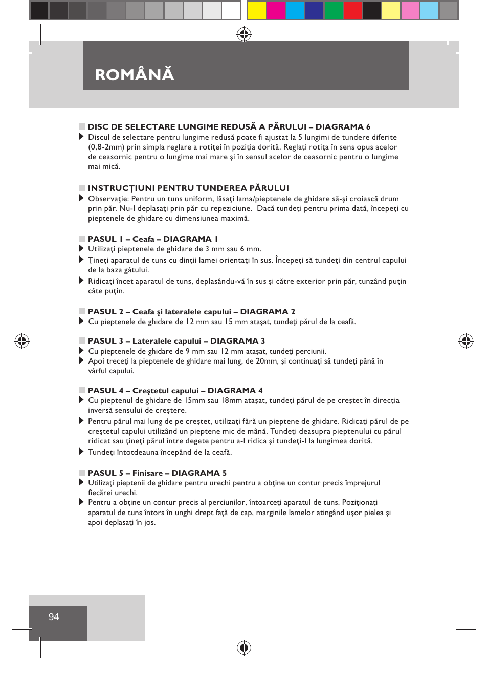 Română | Remington HC5810 User Manual | Page 96 / 121