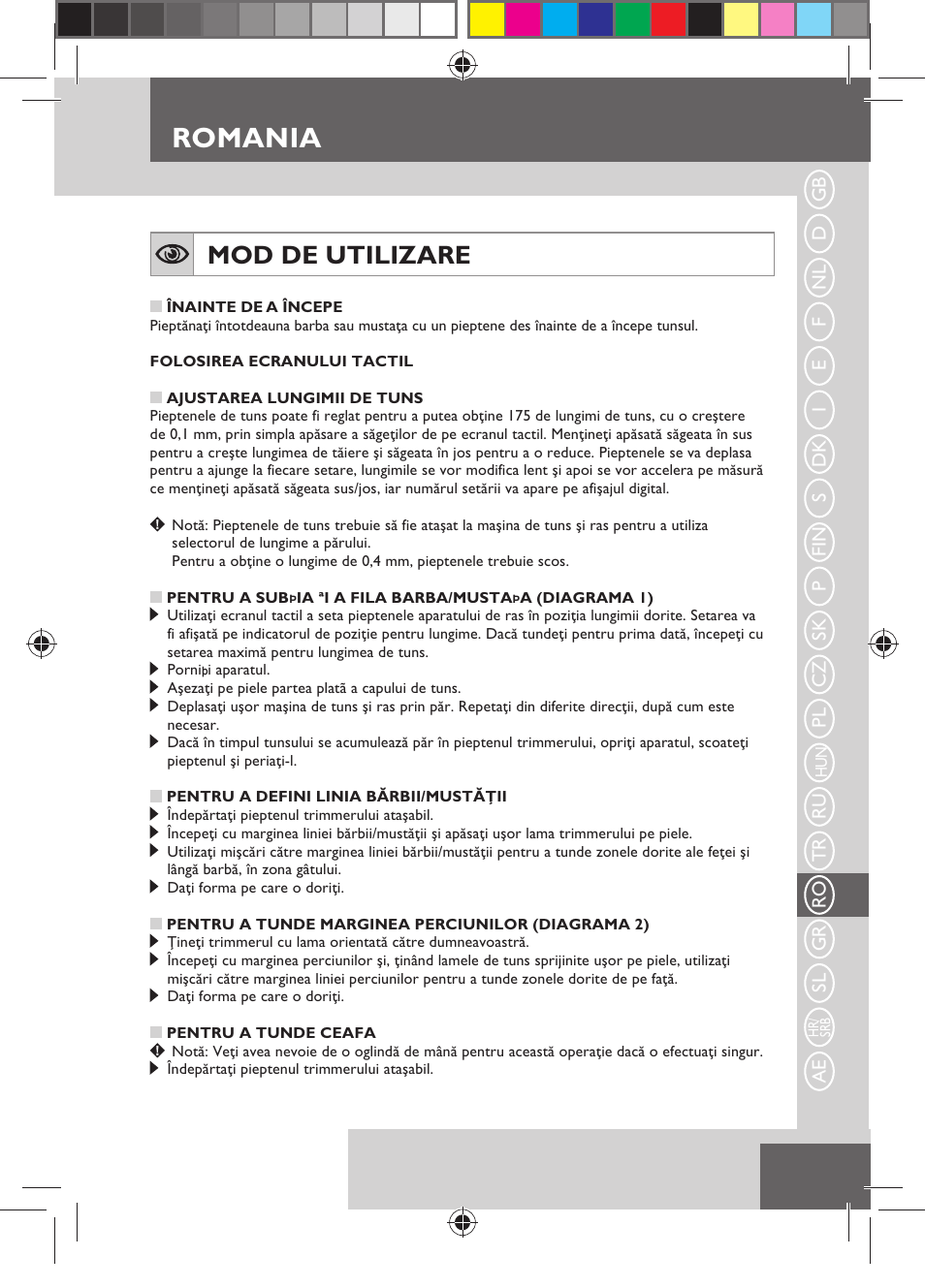 Romania, Mod de utilizare | Remington MB4550 User Manual | Page 105 / 132