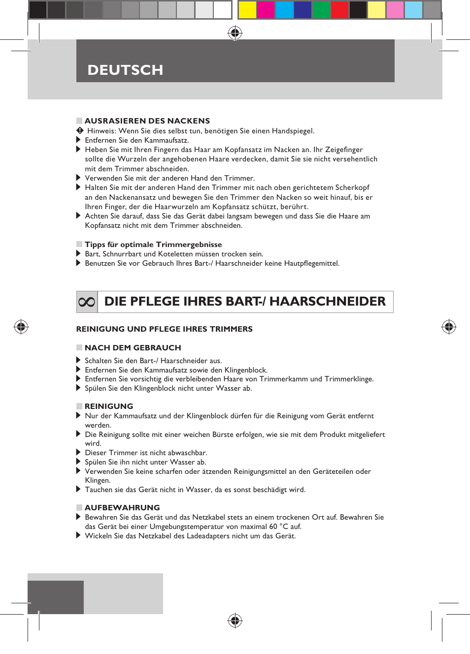 Deutsch, Die pflege ihres bart-/ haarschneider | Remington MB4550 User Manual | Page 16 / 132