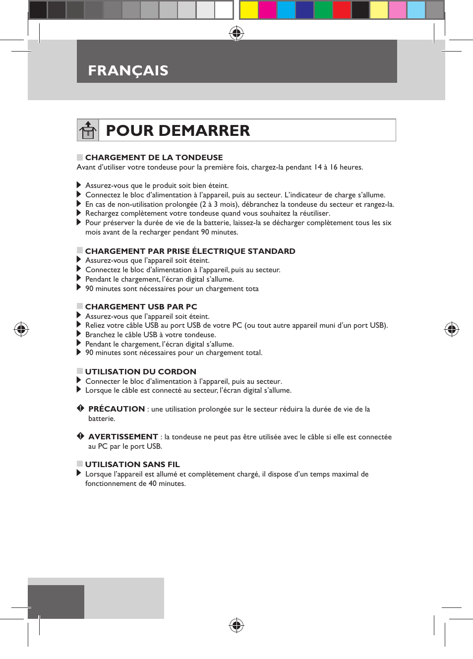 Pour demarrer, Français | Remington MB4550 User Manual | Page 26 / 132