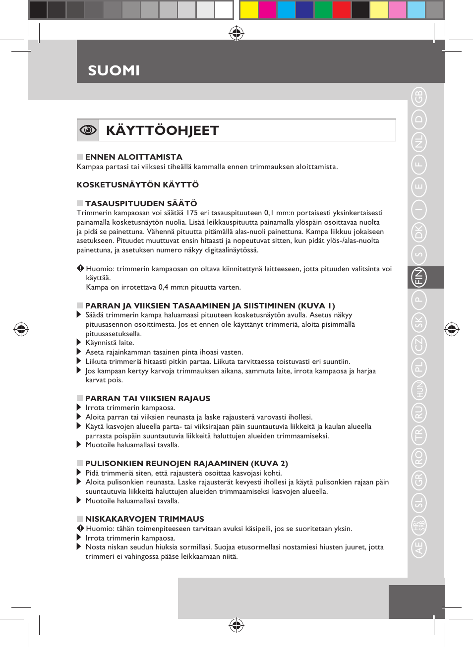 Suomi, Käyttöohjeet | Remington MB4550 User Manual | Page 57 / 132