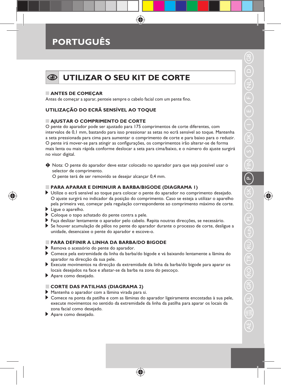 Português, Utilizar o seu kit de corte | Remington MB4550 User Manual | Page 63 / 132