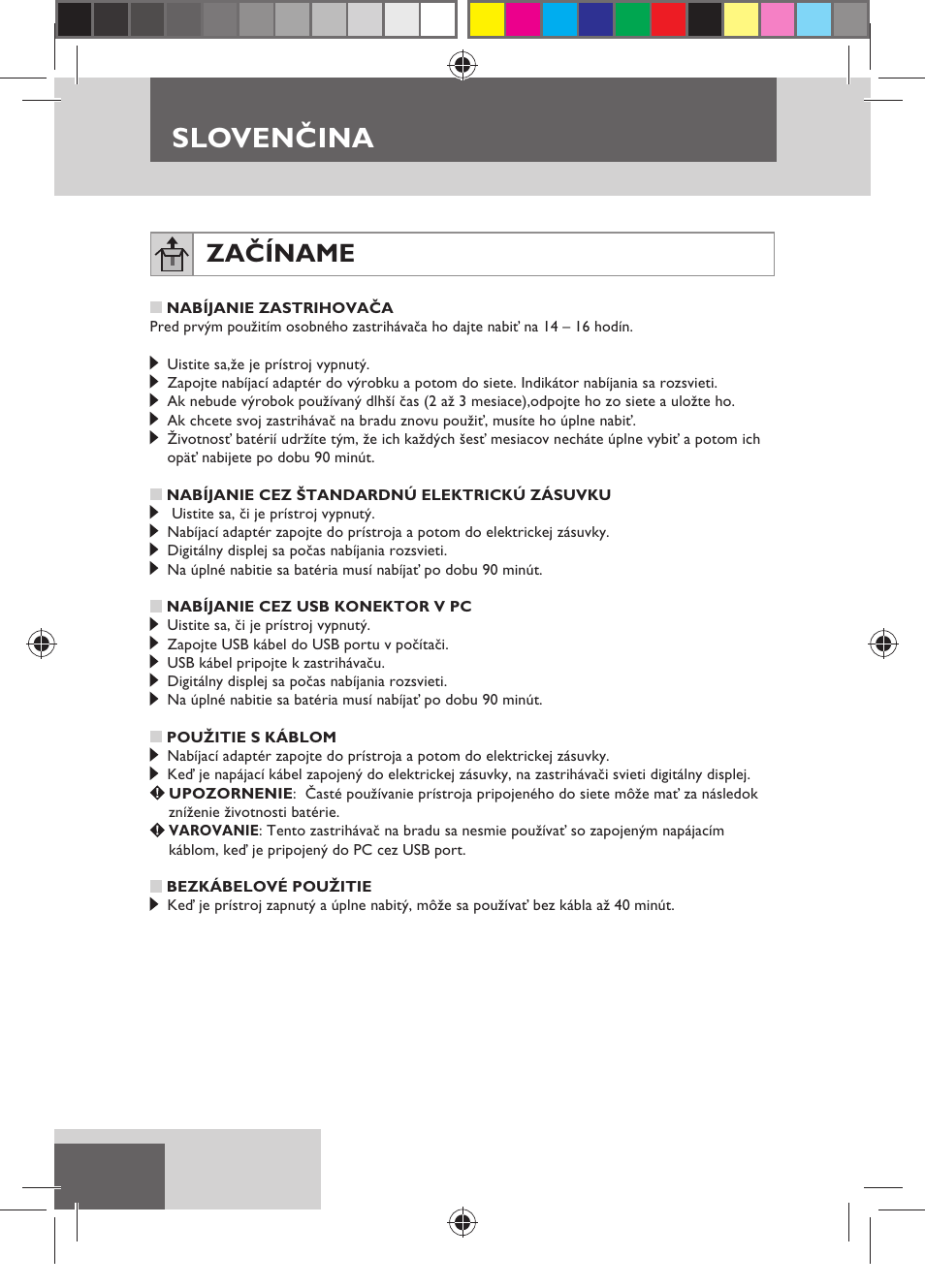 Slovenčina, Začíname | Remington MB4550 User Manual | Page 68 / 132