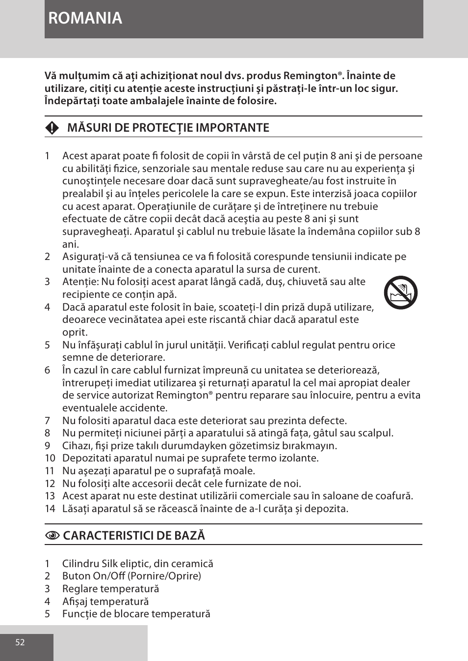 Romania | Remington CI96Z1 User Manual | Page 52 / 68