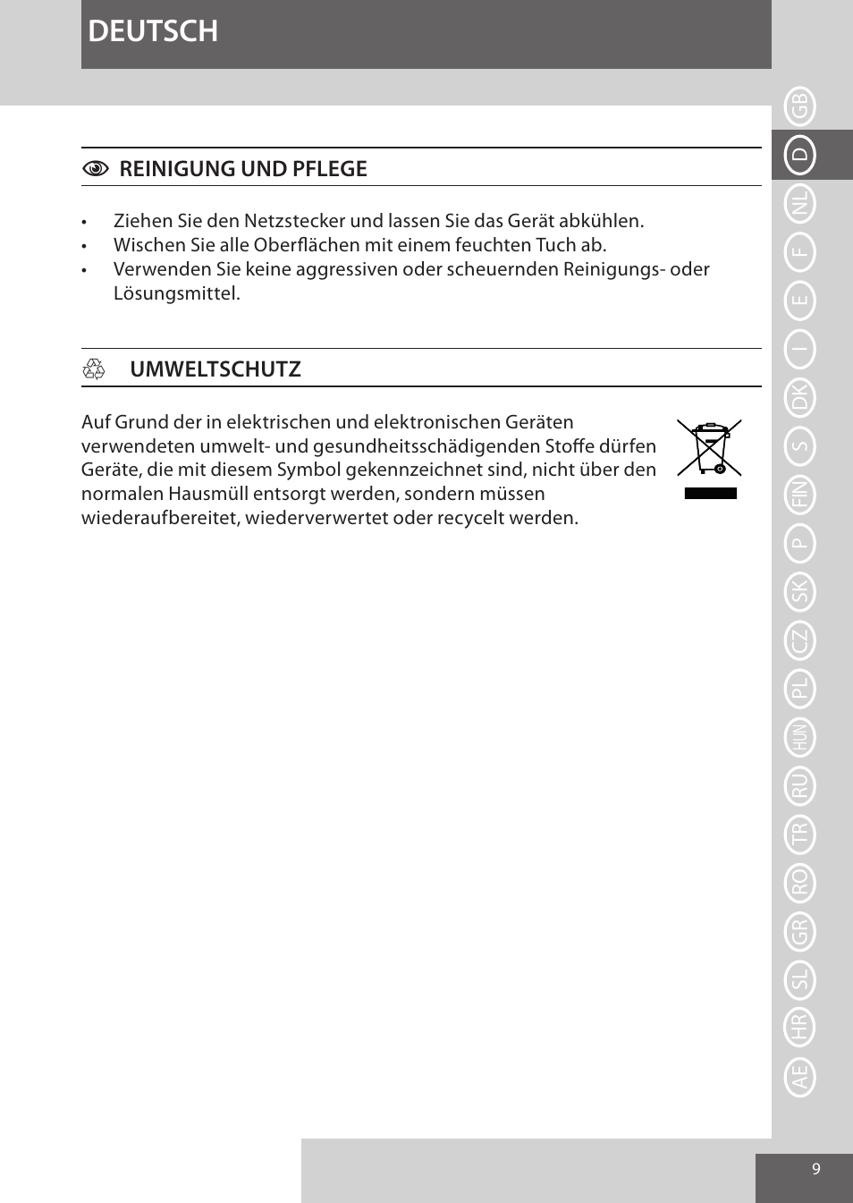 Deutsch | Remington CI96Z1 User Manual | Page 9 / 68