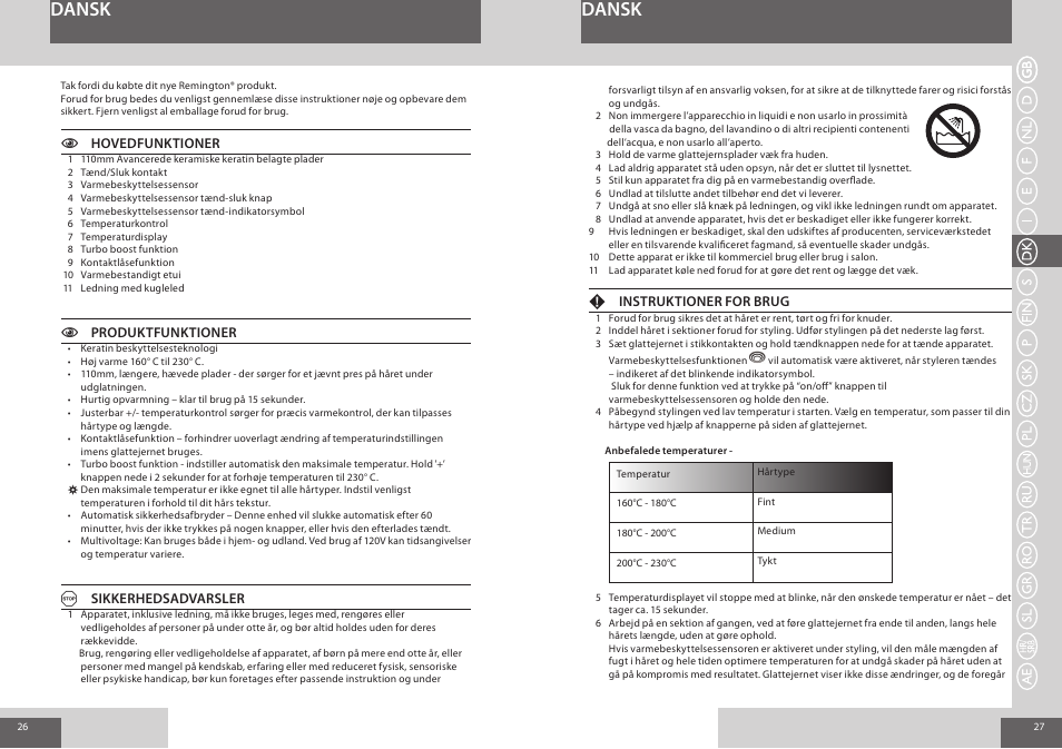 Dansk | Remington S8590 User Manual | Page 14 / 45