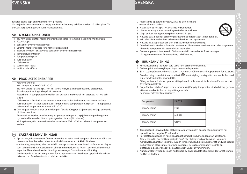 Svenska | Remington S8590 User Manual | Page 16 / 45