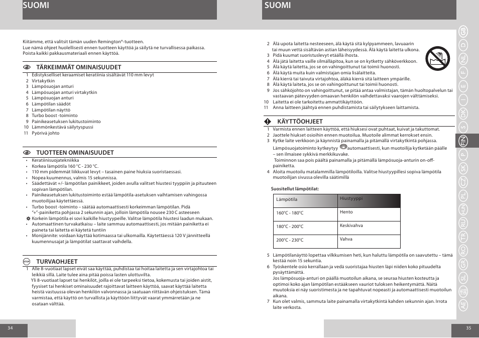 Suomi | Remington S8590 User Manual | Page 18 / 45