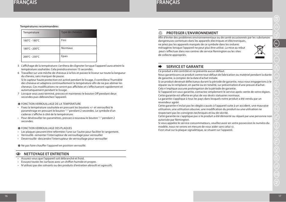 Français | Remington S8590 User Manual | Page 9 / 45