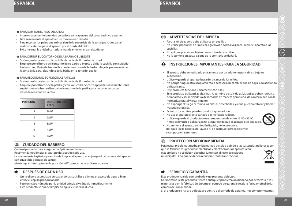 Español | Remington NE3550 User Manual | Page 11 / 46