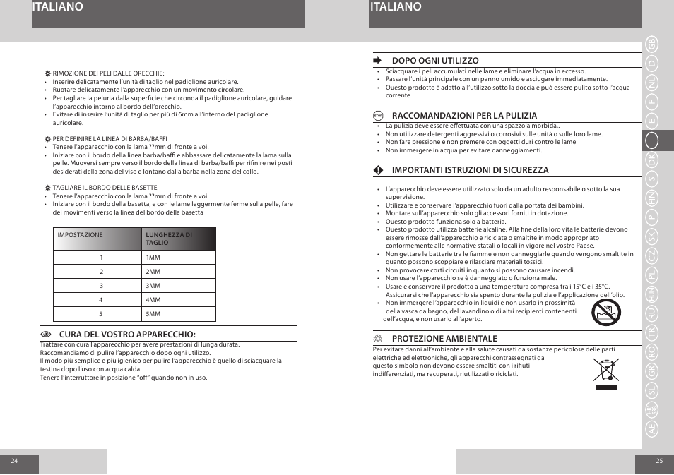 Italiano | Remington NE3550 User Manual | Page 13 / 46