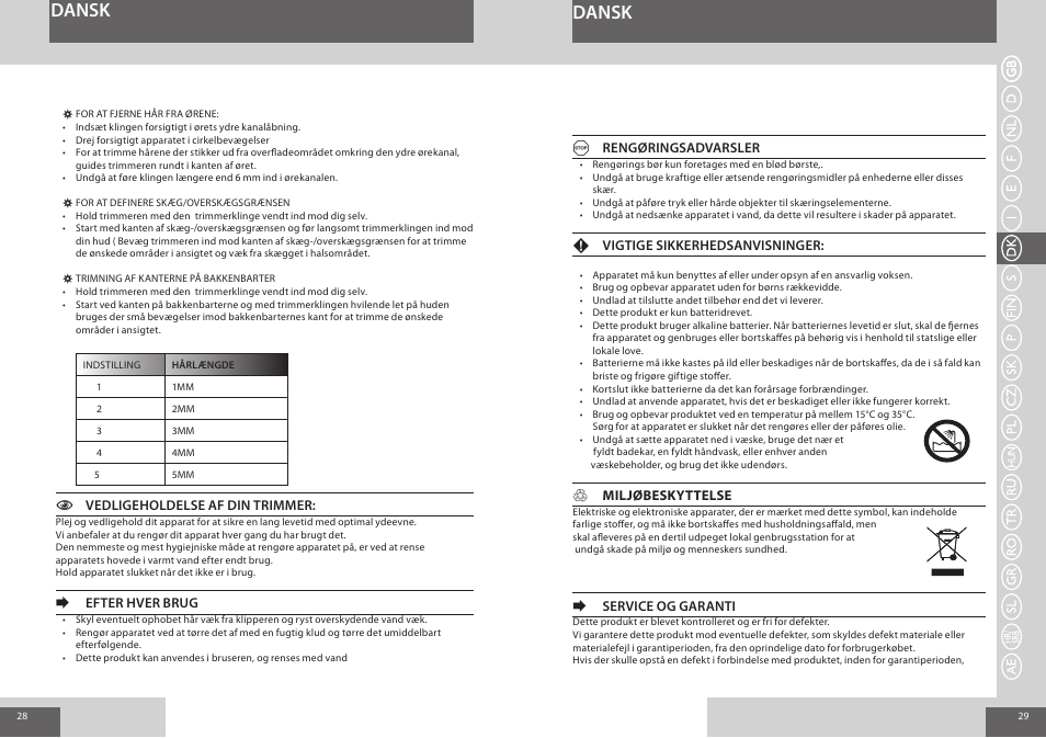 Dansk | Remington NE3550 User Manual | Page 15 / 46