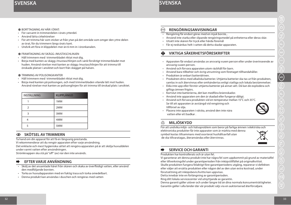 Svenska | Remington NE3550 User Manual | Page 17 / 46