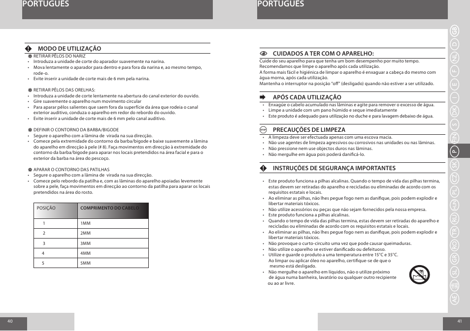 Português | Remington NE3550 User Manual | Page 21 / 46