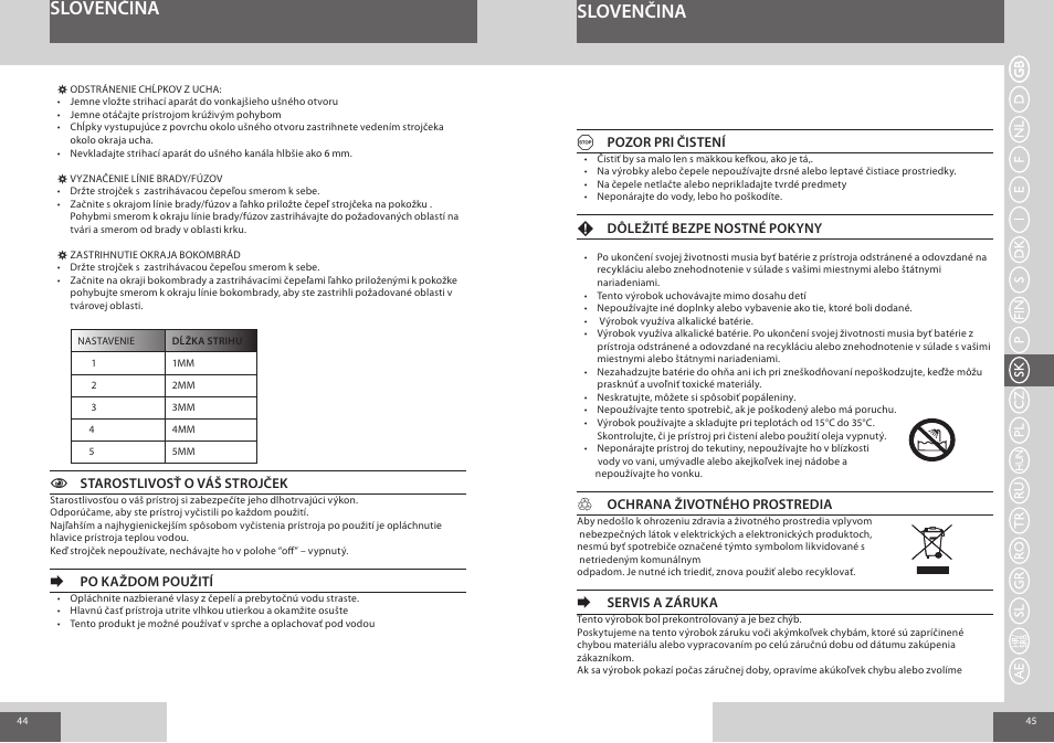 Slovenčina | Remington NE3550 User Manual | Page 23 / 46