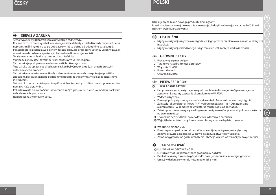 Česky, Polski | Remington NE3550 User Manual | Page 26 / 46