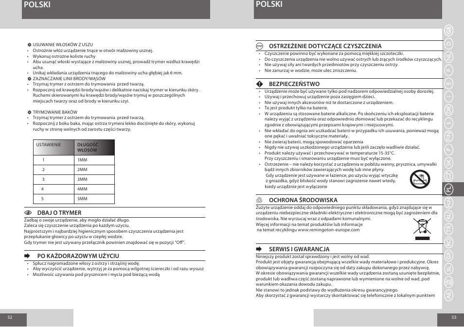 Polski | Remington NE3550 User Manual | Page 27 / 46