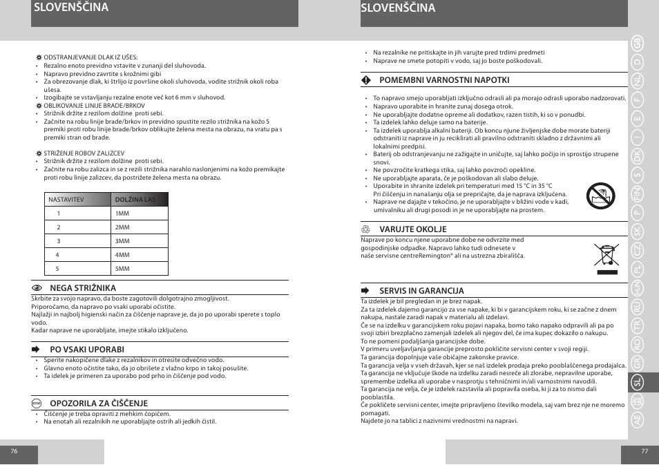 Slovenščina | Remington NE3550 User Manual | Page 39 / 46