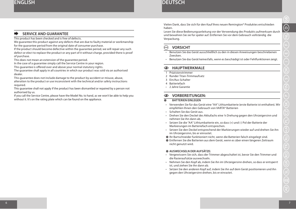 Deutsch english | Remington NE3550 User Manual | Page 4 / 46