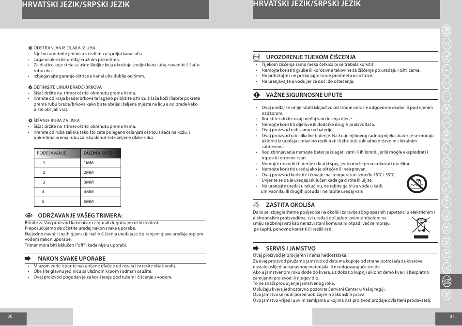 Hrvatski jezik/srpski jezik | Remington NE3550 User Manual | Page 41 / 46