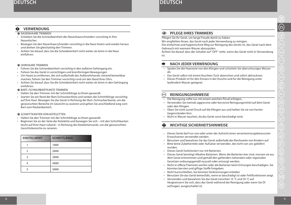 Deutsch | Remington NE3550 User Manual | Page 5 / 46