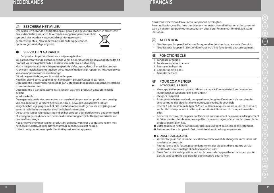 Nederlands français | Remington NE3550 User Manual | Page 8 / 46