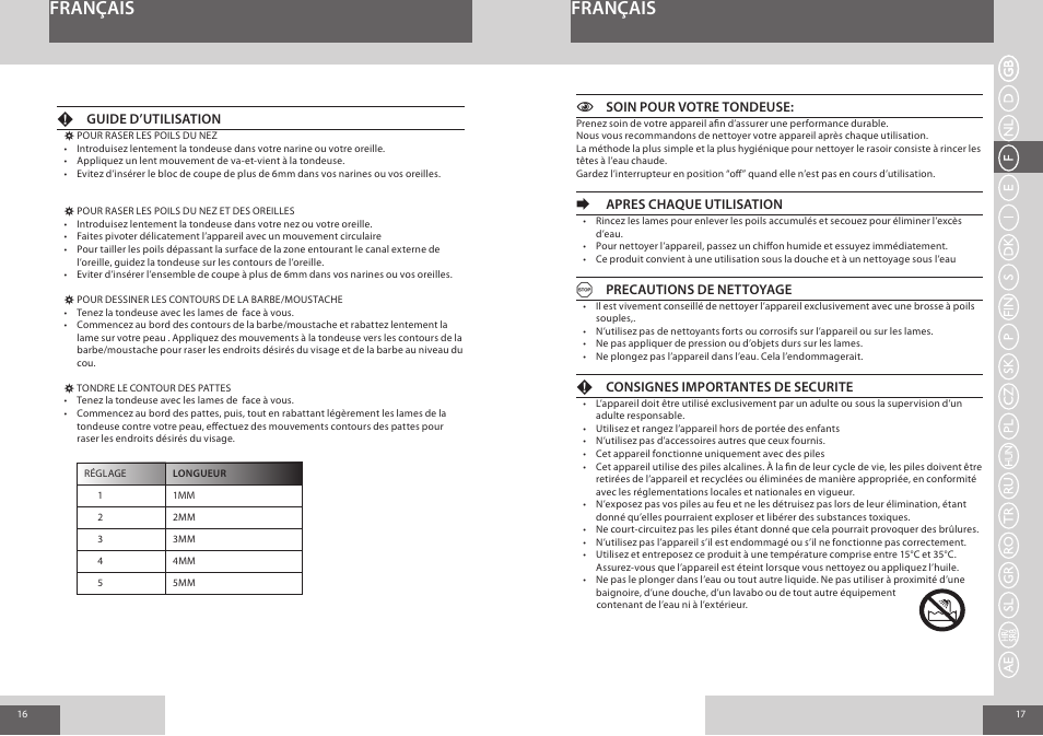 Français | Remington NE3550 User Manual | Page 9 / 46