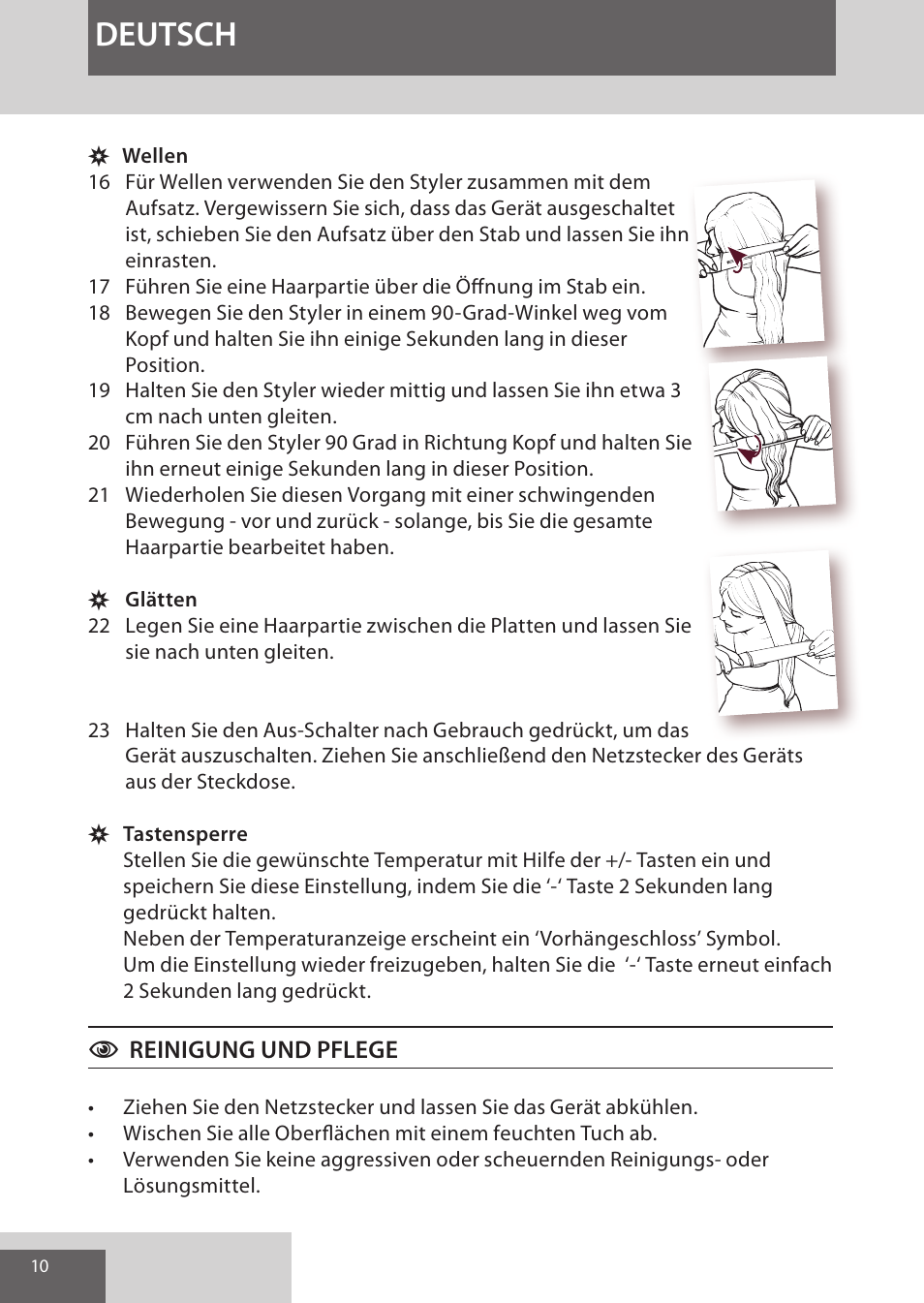Deutsch | Remington CI96S1 User Manual | Page 10 / 108