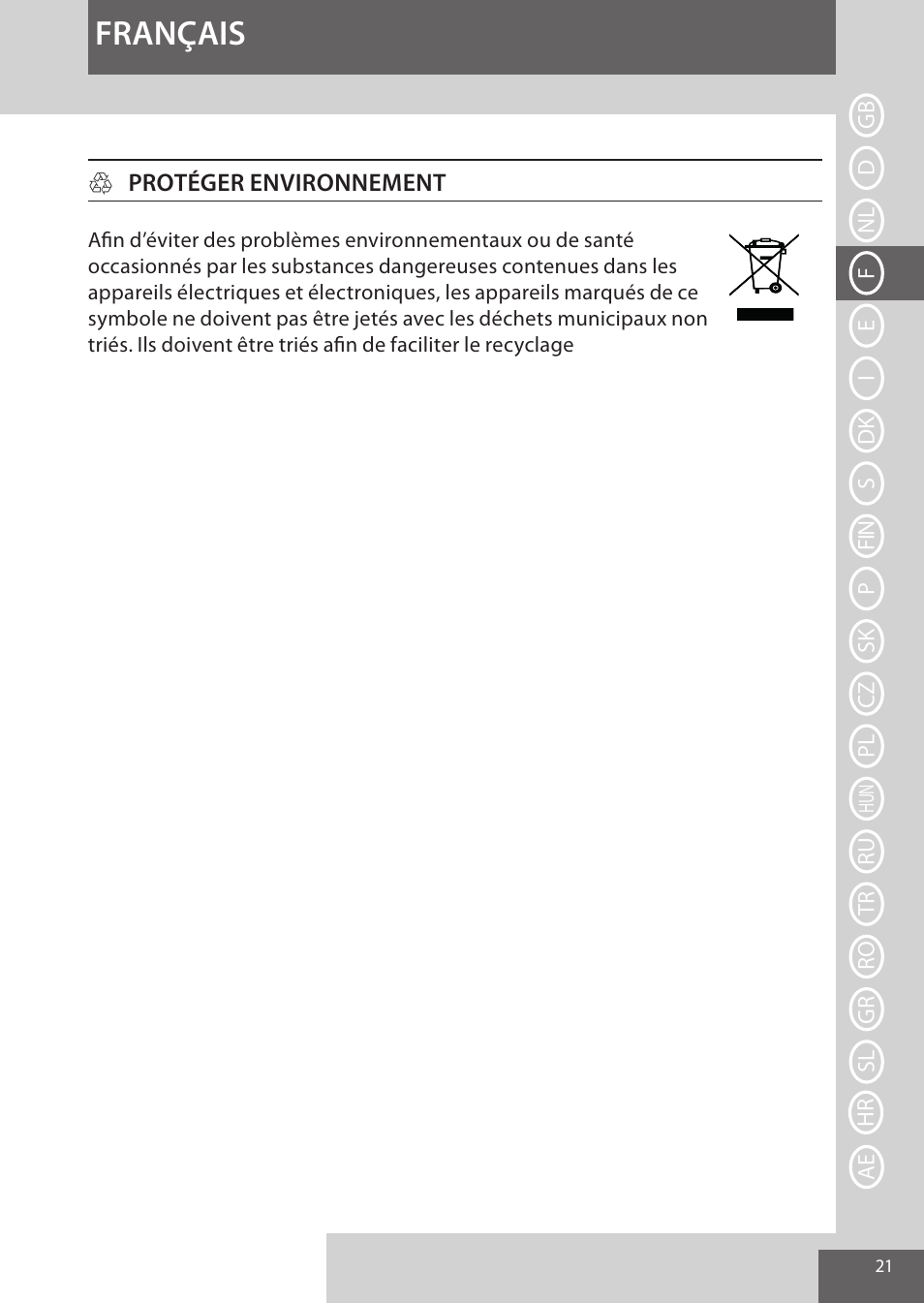 Français | Remington CI96S1 User Manual | Page 21 / 108