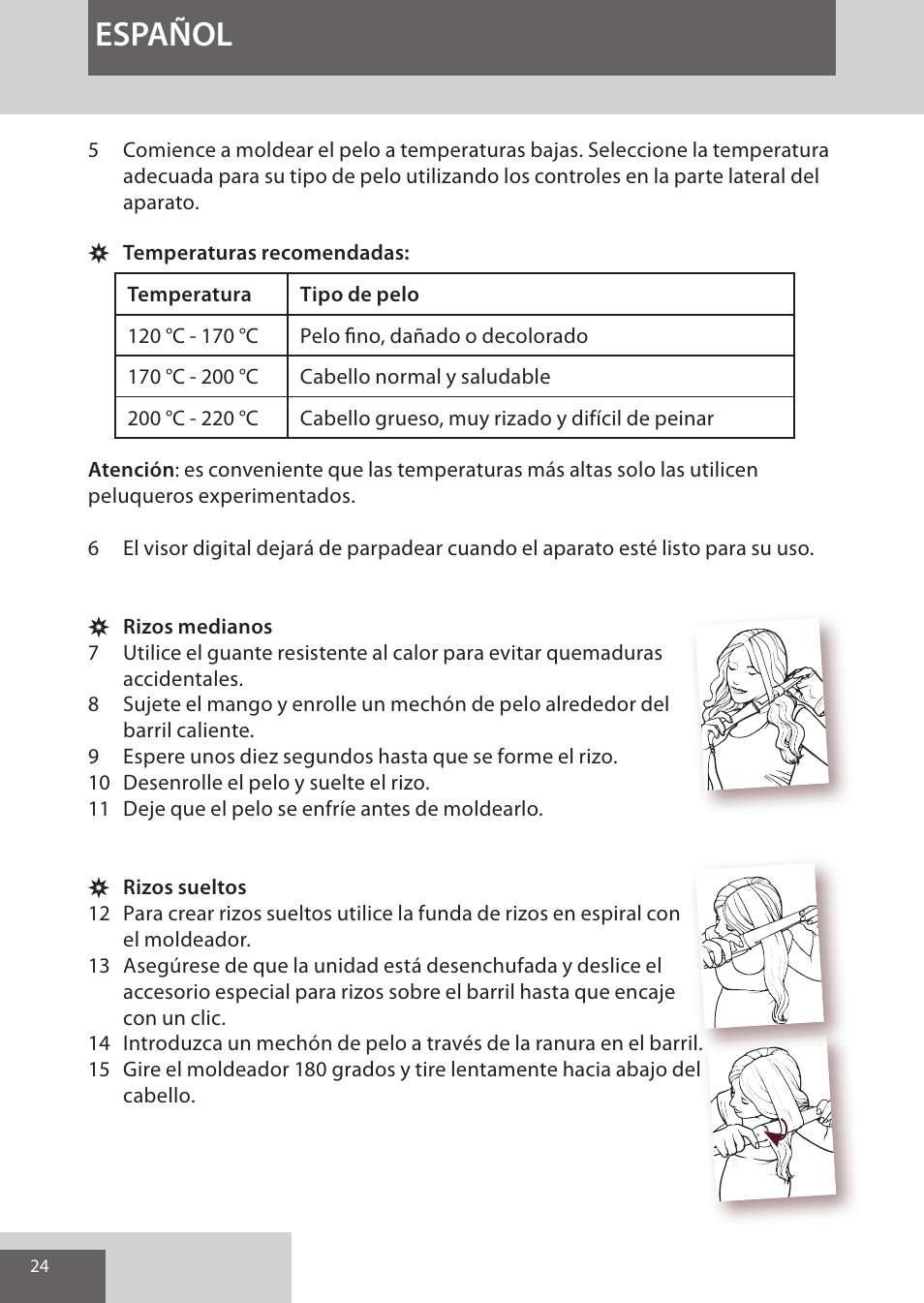 Español | Remington CI96S1 User Manual | Page 24 / 108