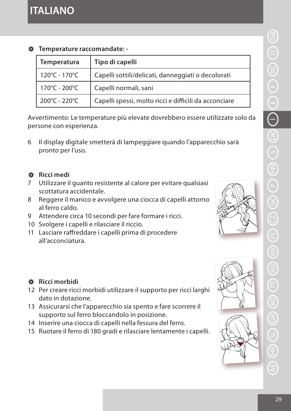 Italiano | Remington CI96S1 User Manual | Page 29 / 108