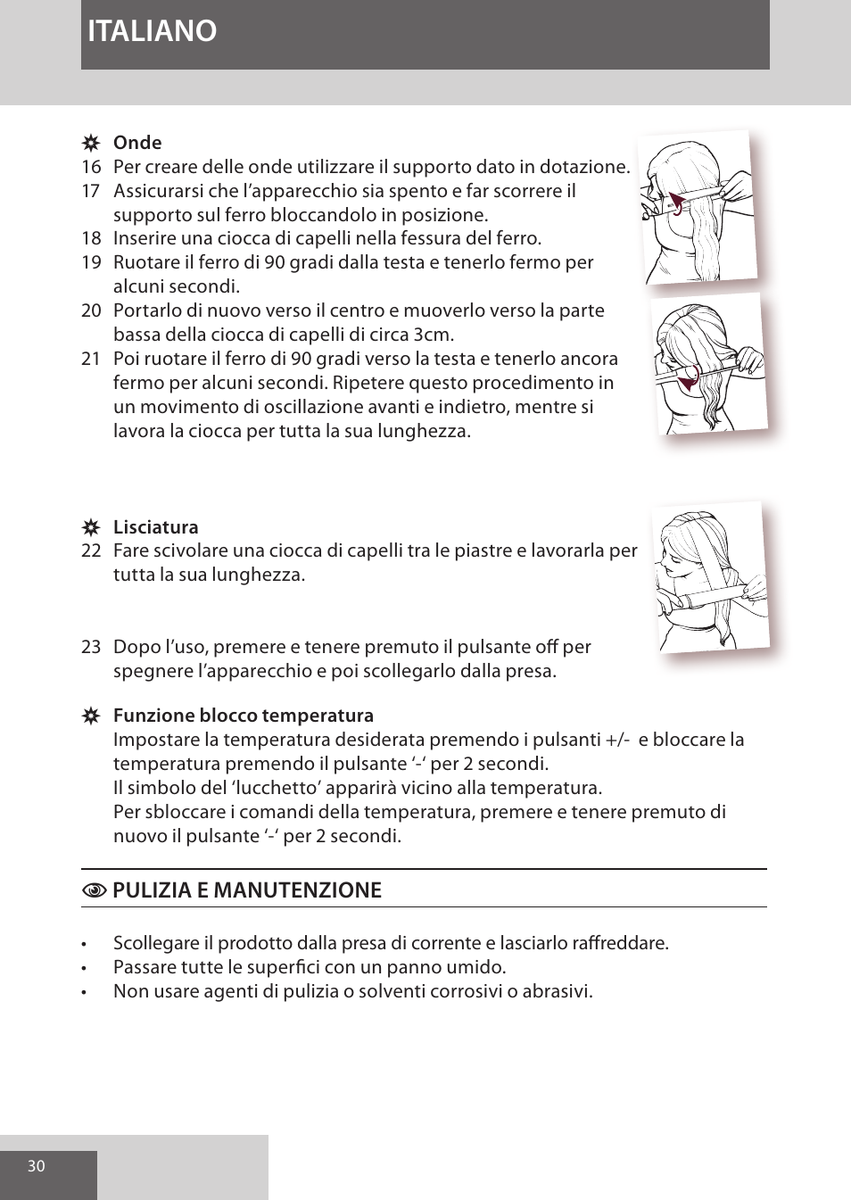Italiano | Remington CI96S1 User Manual | Page 30 / 108
