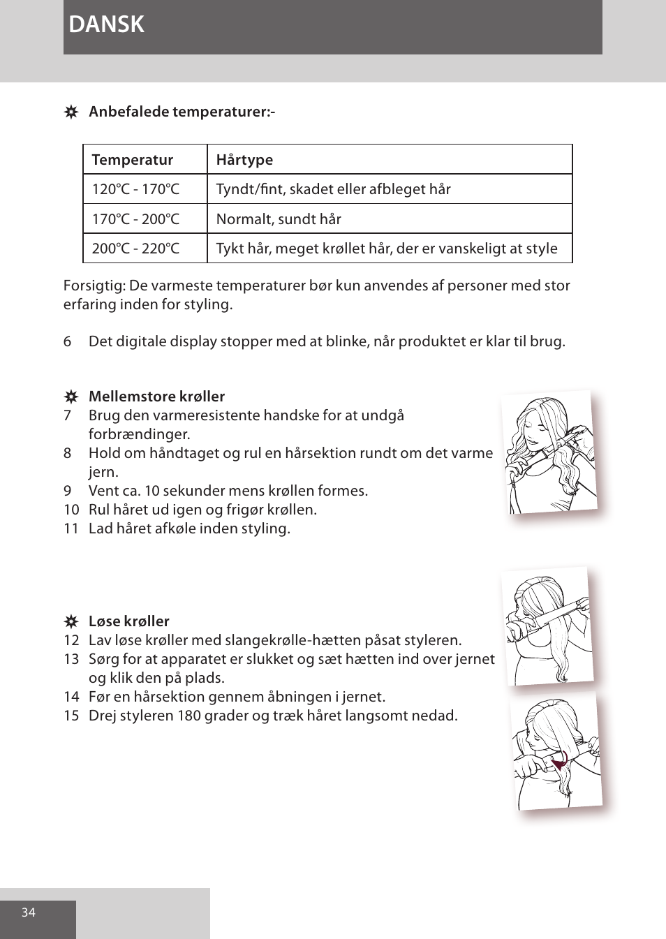 Dansk | Remington CI96S1 User Manual | Page 34 / 108