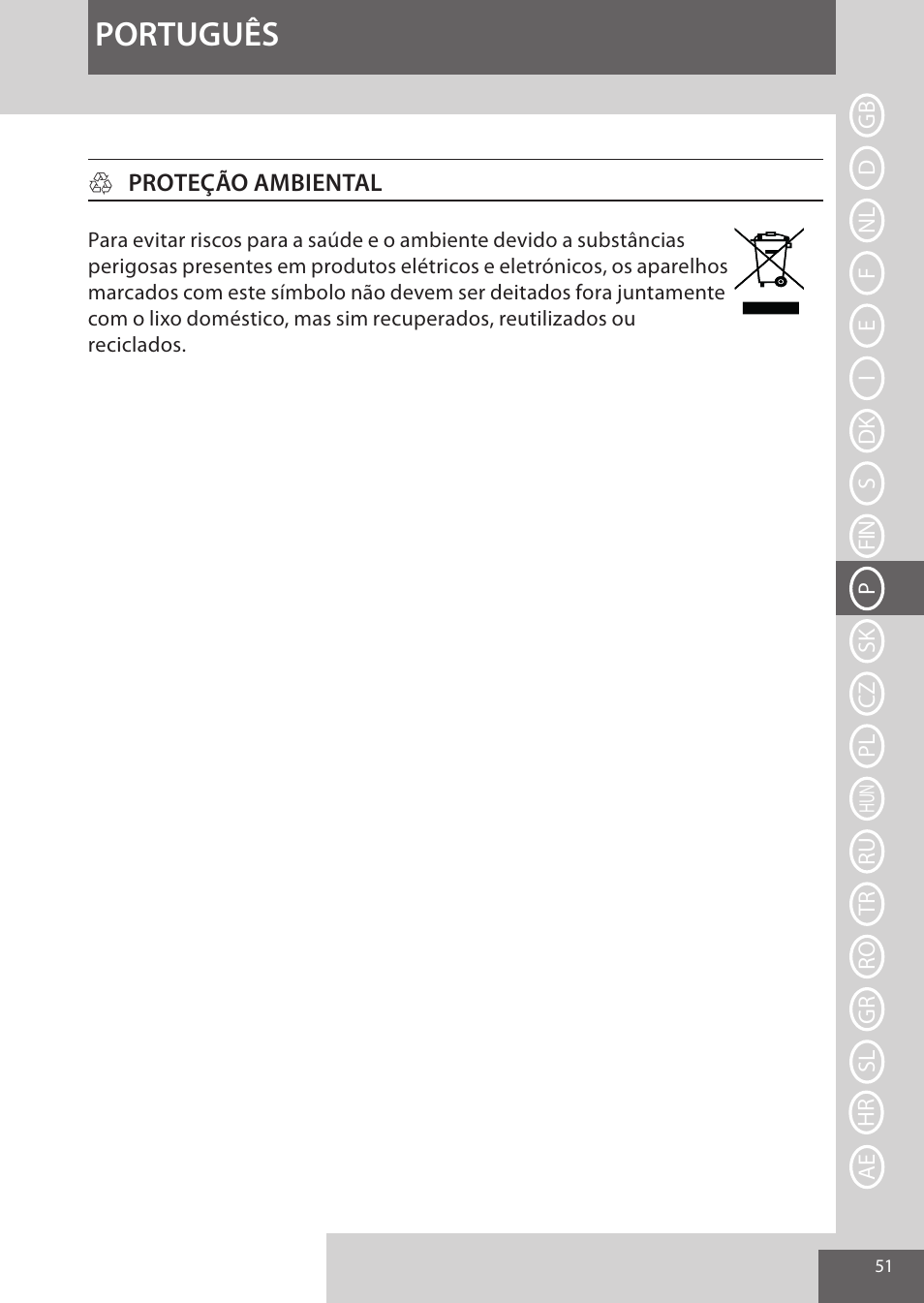 Português | Remington CI96S1 User Manual | Page 51 / 108