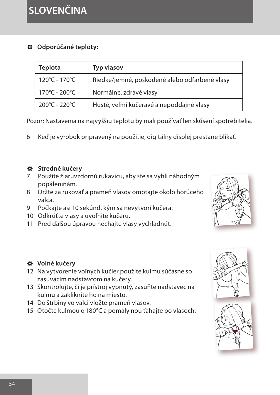 Slovenčina | Remington CI96S1 User Manual | Page 54 / 108