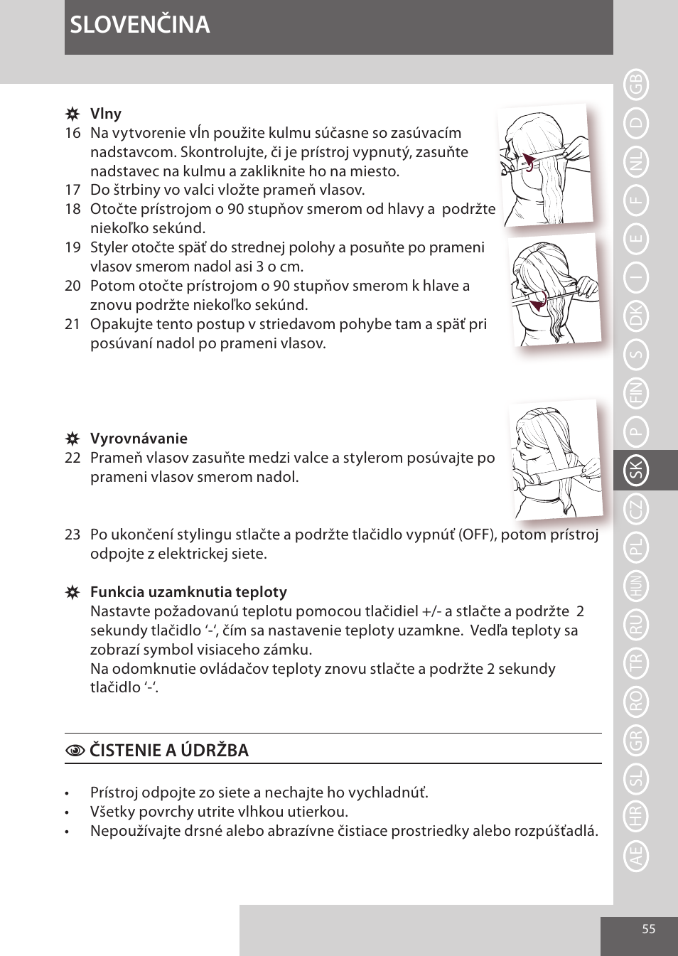 Slovenčina | Remington CI96S1 User Manual | Page 55 / 108